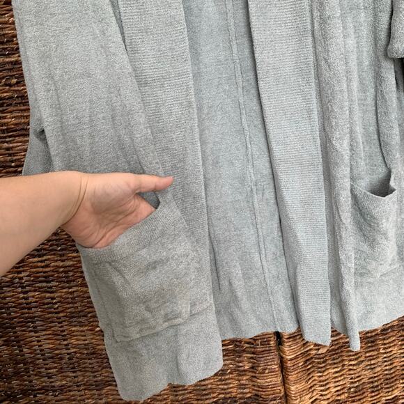 NWT Barefoot Dreams CozyChic Ultra Lite Pointelle Cardi sz L / XL Waterfall Sage - Picture 8 of 14